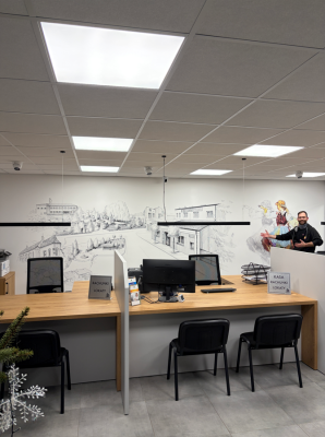 druk scienny dla banku w Bielawach