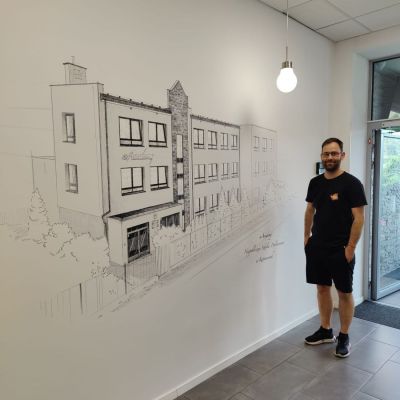 druk ścienny szkicu technicznego rysunku