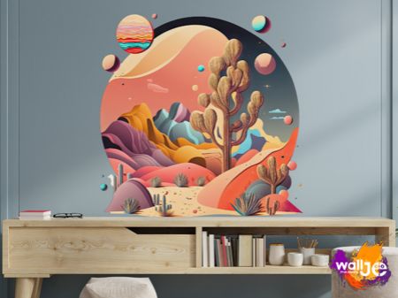Muralart drukiem ściennym. Mural kolorowy na ścianie. Kolorowe wzory na ścianie.