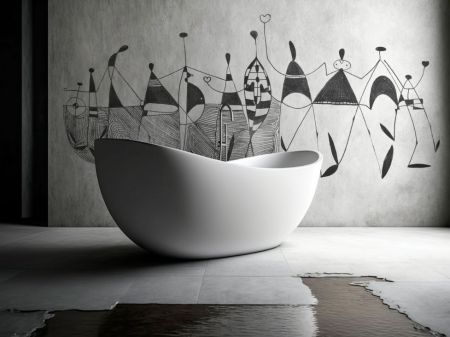 Mural na ścianie w łazience, surrealistyczny Taniec Weselny