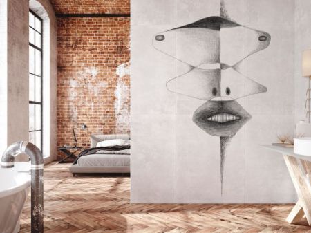 Nowoczesna sztuka, surrealistyczny mural na ścianie Złotousty